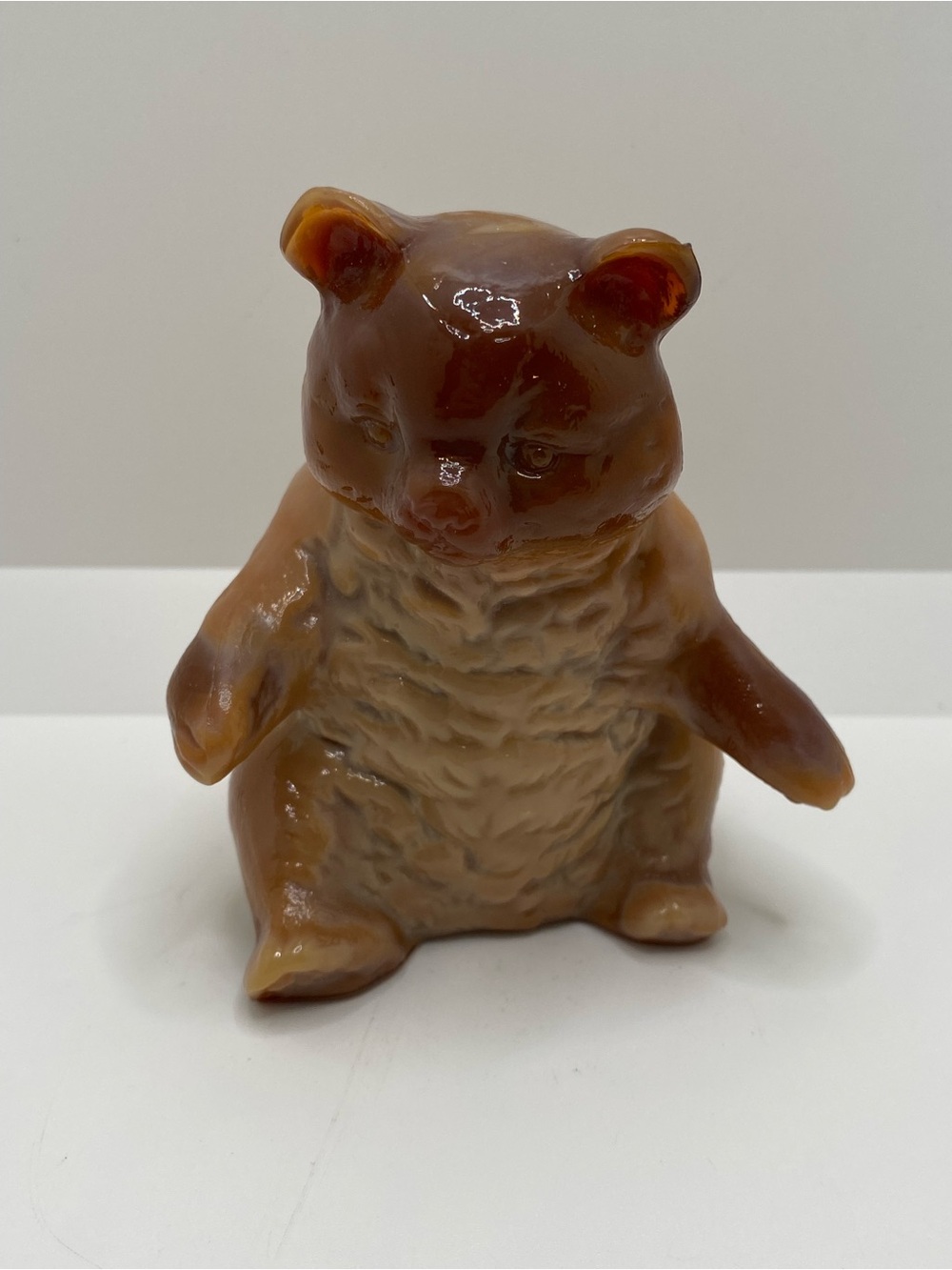 Vintage Mosser Chocolate Slag Glass Seated Bear Figurine 3.75" Tall